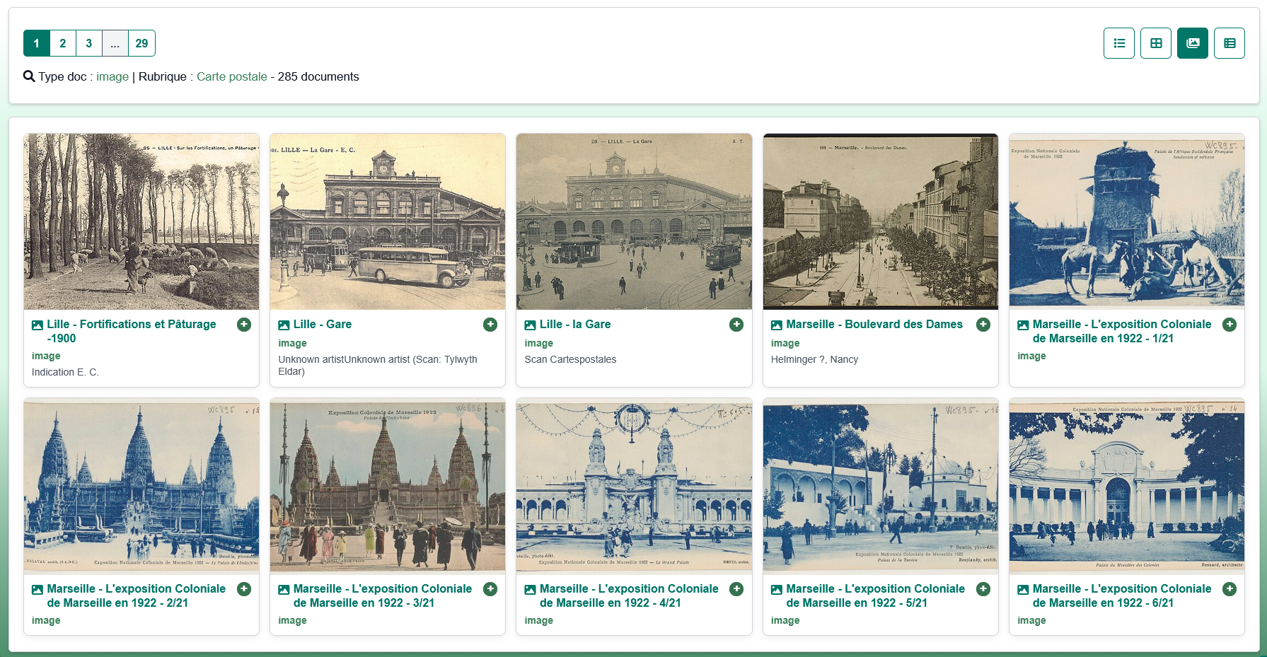 affichage format gallerie